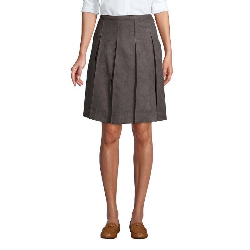 Lands' End Lands' End School Uniform Women's Tall Solid Box Pleat Skirt Top of Knee, 3 of 5