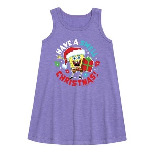 - SpongeBob SquarePants - Have A Swell Christmas Graphic Sleeveless Aline Dress - 1 of 4