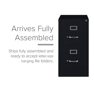 Black 2-Drawer Lockable Vertical File Cabinet