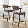Pu Leather Bar Stools Set of 2,Counter Height Bar Stools Set  with Big Cushion for Island,Counter Bar - 2 of 4