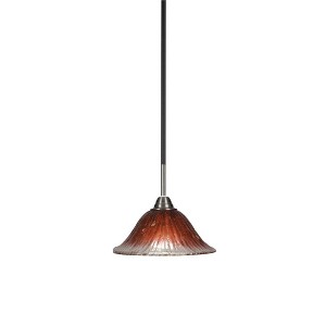 Toltec Lighting Paramount 1 - Light Pendant in  Matte Black/Brushed Nickel with 10" Raspberry Crystal Shade - 1 of 1