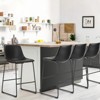 Okak Set of 2 Industrial Upholstered Bar Stools with Metal Legs & Footstools,Armless Faux Leather Counter Chairs for Dining Rooms - 4 of 4