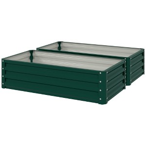 Aghana Digitals Green Galvanized Steel Raised Garden Bed, 4'x2'x1' Metal Planter Box with Drainage - 1 of 4
