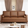 81" Leather Sofa for Living Room, Mid-Century Modern Couch with Deep Seats, Brown Faux Leather Couch, 3 Seat Sofa with Removable Cover for Apartment - 4 of 4