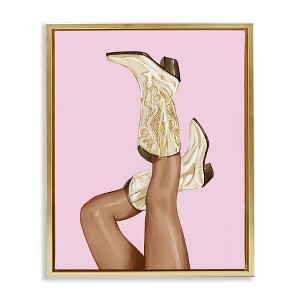 Stupell Industries Pink Country Cowgirl Boots Floating Frame Canvas Art - 1 of 4