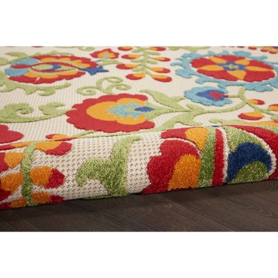 Summery Palmette 32"x48" Reversible Multicolor Outdoor Rug