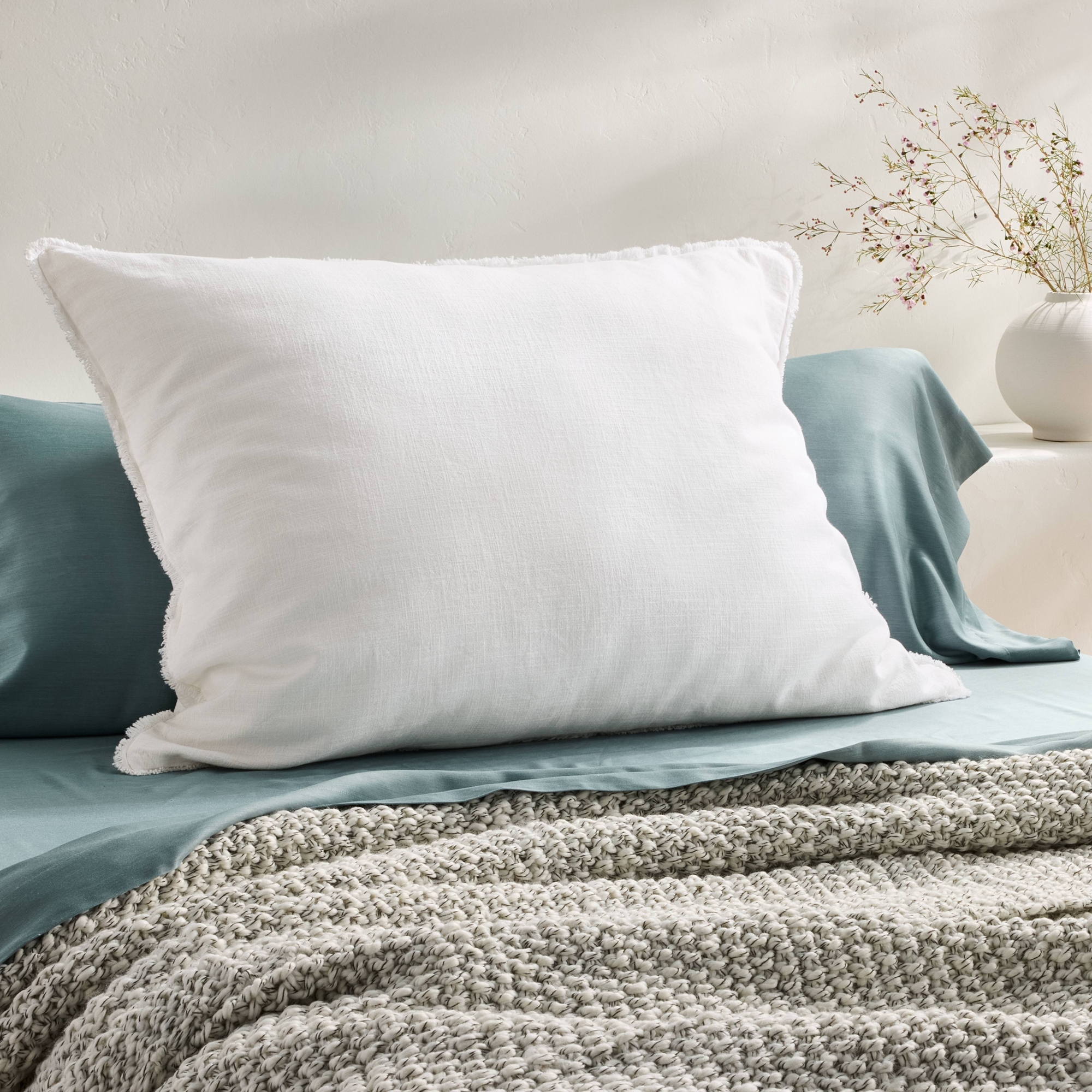 King Euro Heavyweight Linen Blend Decorative Throw Pillow White - Casaluna™