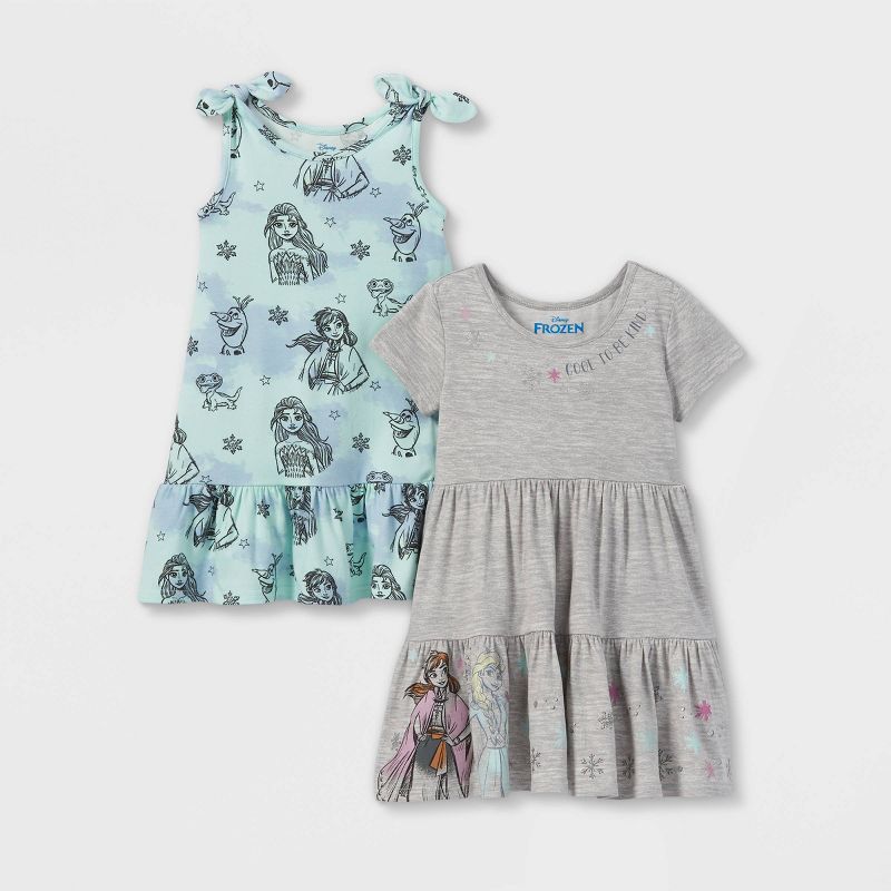 Toddler Girls' 2pk Frozen Tie-Dye Dress - Gray, 1 of 4