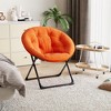 Saucer Chair, Faux Fur Circle Chair, Foldable Lounge Chair for Adults, Teens & Kids, Folding Moon/Mushroom/Round Style Comfy Accent Seat for Bedroom - 3 of 4