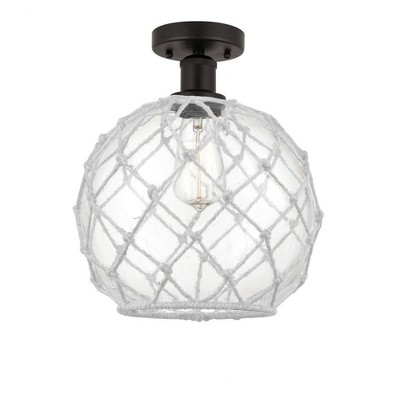Farmhouse Rope - 1 Light Semi-Flush Mount In Industrial Style-12.75 Inches Tall and 10 Inches Wide