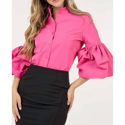 Women's Puff Sleeve Poplin Blouse - CQbyCQ