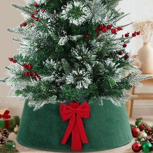 Adjustable Christmas Tree Collar, Rustic Plush Faux Fur Tree Collar Soft Xmas Tree Ring Boho Tree Skirt for Holiday Decorations - 1 of 4