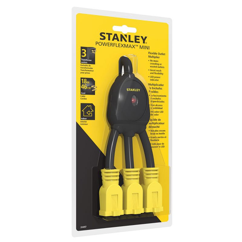 STANLEY W31497 Power Squid Mini Flexible 3 Cord Outlet MultiplierBlack, 2 of 3