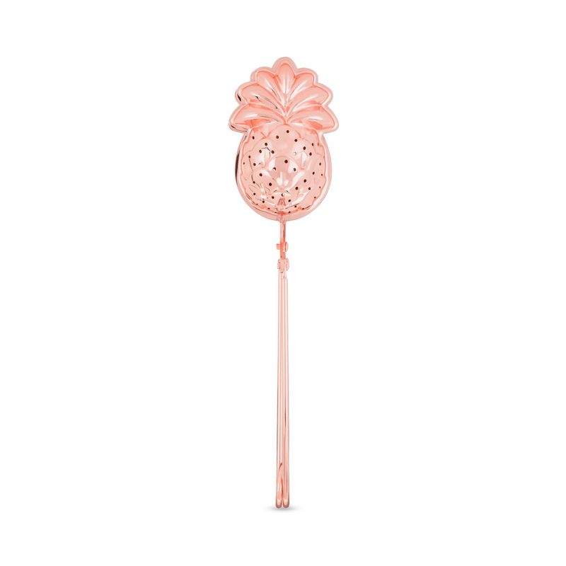 Pinky Up Pineapple Shaped Tea Ball, Reusable Loose Leaf Tea Infuser, Brew Tea with ease, Stainless Steel, Rose Gold, 1 of 7