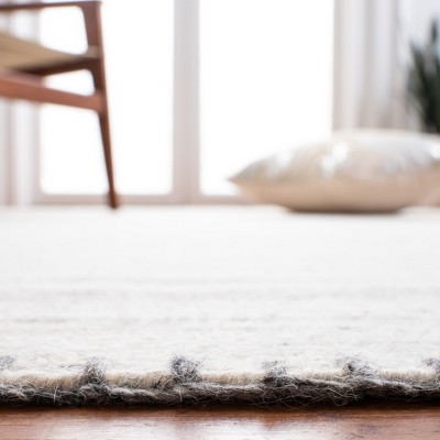 Handmade Beige and Light Grey Wool Flat Woven Rug, 5' x 8'