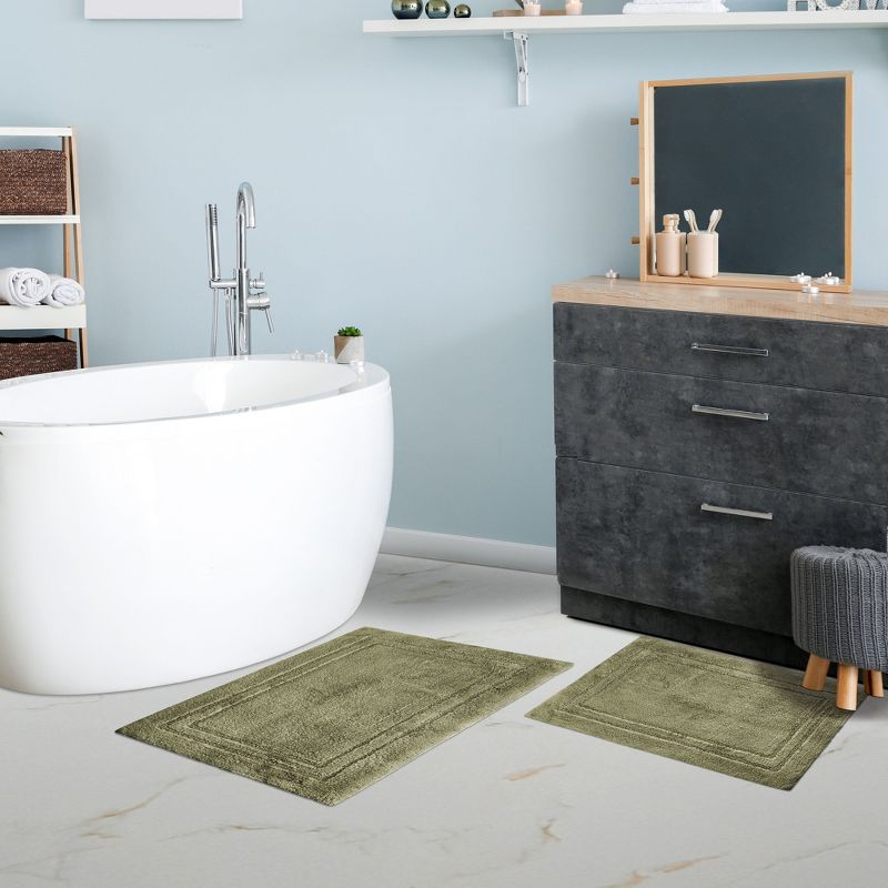 Non-Slip Machine Washable Solid Cotton 2 Piece Bathroom Rug Set by Blue Nile Mills, 4 of 7