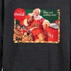 Women's - Coca-Cola - Vintage Santa With Coca Cola Ice Cooler Lightweight French Terry Wide Neck Long Sleeve Shirt - 2 of 4