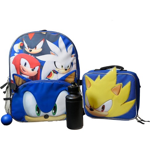 Sega Sonic The Hedgehog 4 Piece Backpack Set, Kids School Travel Bag ...