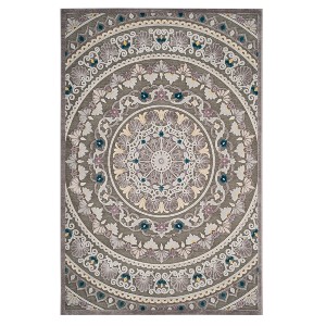 Gray Medallion Loomed Accent Rug 4