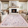 Machine Washable Boho Rug - Non-Slip Vintage Floral Low Pile Area Carpet for Living Room, Bedroom, Dining, Farmhouse, Playroom - 2 of 4