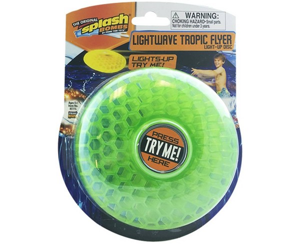 Green NEW Details about   Splash Bombs Lightwave Tropic Flyer Light-up Waterproof Flying Disc 