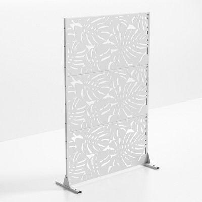 Lirago White 72 in. Galvanized Metal Outdoor Privacy Screens Garden Outdoor Fence