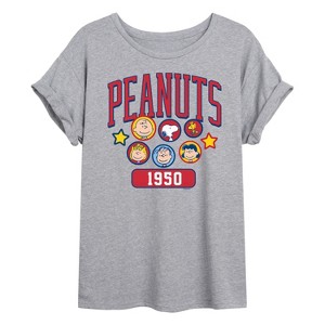Women's - Peanuts - Peanuts Crew Athletic Oversized Graphic T-Shirt - 1 of 4