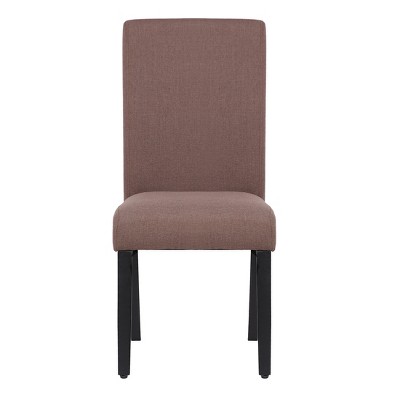 Brown Upholstered Parsons Dining Side Chair with Black Wood Legs
