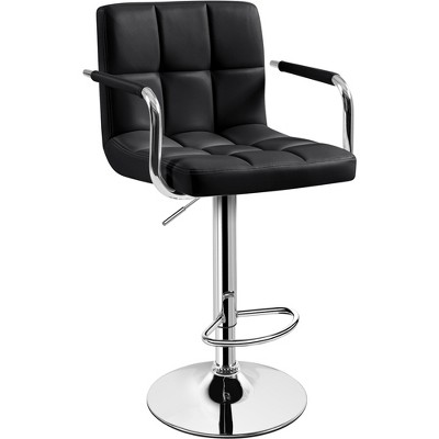 Yaheetech PU Leather Swivel Bar Stool Adjustable Seat Height for Dining Room, Bar Counter, Black