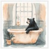 Kate & Laurel All Things Decor 30"x30" Sylvie Black Bear Bathroom Watercolor 2 Framed Canvas by The Creative Bunch Studio White - 2 of 4
