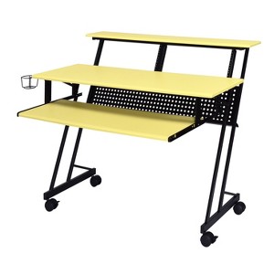 NicBex Home Office Desks 47.5" Mobile Desk with Storage Music Desk with Shelves, Keyboard Tray and Earphone Rack for Music Room, Yellow - 1 of 4