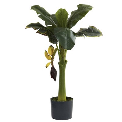 Lush Green 37" Faux Banana Tree in Silk and Plastic Pot