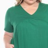 Plus Size Short Sleeve Shirred Front Knit Tunic Top with Pockets -White Mark - 4 of 4