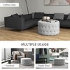NicBex Round Button Tufted Ottoman Upholstery Footrest with Velvet-feel, Light Gray - 3 of 4