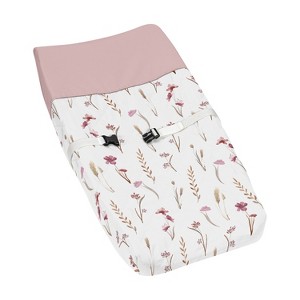 Sweet Jojo Designs Girl Changing Pad Cover Watercolor Floral Garden Rose Pink and Taupe - 1 of 4