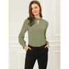 INSPIRE CHIC Women's Office Keyhole Elegant Stand Collar Long Sleeve Back Neck Button Blouse - 3 of 4