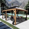 Kozyard Apollo Hardtop Gazebo Wooden Coated Aluminum Frame Canopy with Netting Galvanized Steel Double Roof for Patio Deck Lawn - 2 of 4