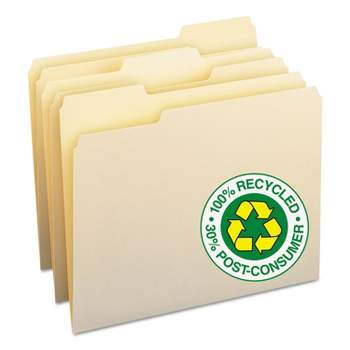 Smead 100% Recycled File Folders 1/3 Cut One-Ply Top Tab Letter Manila 100/Box 10339