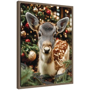 Kate & Laurel All Things Decor Sylvie Framed Canvas Small Doe Between Christmas Decor by Michael Schauer - 1 of 4