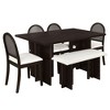 CAVINAS Dining Table Set for 6 Modern Double Pedestal Wood Dining Table Set with 4 Rattan Back Chairs and Bench for Kitchen - 3 of 4