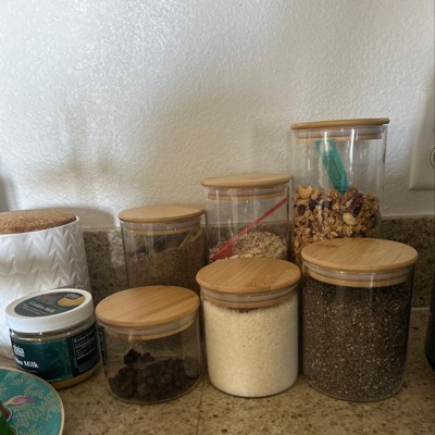 JoyJolt Kitchen Storage Jars with Airtight Bamboo Clamp Lids - 19 oz - Set  of 2