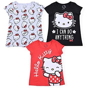 Hello Kitty Girls 3 Pack Short Sleeve T-Shirt for Toddlers to Big Kids - Size 10 - 1 of 4