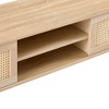 55.12" Rattan TV Cabinet TV Stand With Open Storage Shelves Double Sliding Doors Solid Wood Legs Media Console Table For Living Room Bedroom - 3 of 4