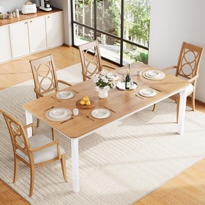 Nasitip 78.7" Rectangular Dining Table for 6–8 People, Rustic Farmhouse Kitchen Table with Metal Frame & Chamfered Corners - 1 of 4