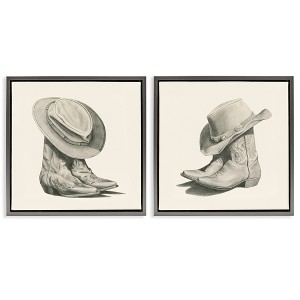Stupell Industries Rustic Cowboy Boots 2pc Floating Frame Art Set - 1 of 4