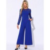 INSPIRE CHIC Women's Elegant Crew Neck Mesh Lace Sleeve Loose Wide Leg Romper - 4 of 4