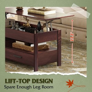 39" Lift Top Coffee Table with Hidden Compartment, Storage Drawers and Storage Shelf - 1 of 4