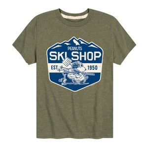Boys' - Peanuts - Snoopy and Woodstock Ski Shop Short Sleeve Graphic T-Shirt - 1 of 4