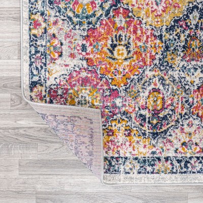 Bohemian Ivory & Multi-Color Synthetic 2x8 Area Rug