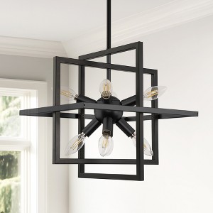 DORESshop 8-Light Matte Black Chandelier Pendant Light with Iron Frame and Satellite Head Design for Dining Room, Foyer, Entryway - 1 of 4
